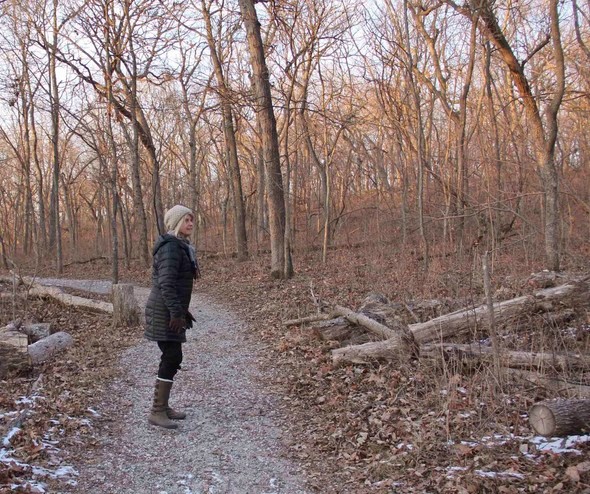 Woman takes a hike in the winter