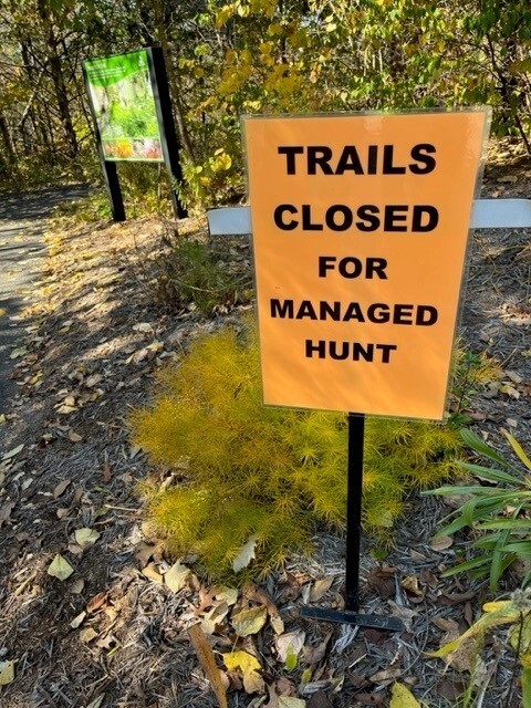 Trails closed for managed hunt sign