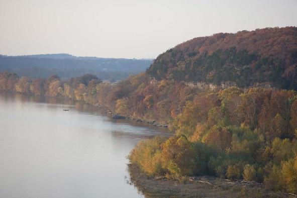 Beautiful fall color over looking the river.