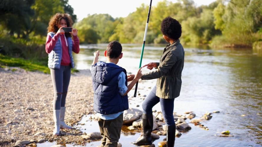 Diverse Family Fishing