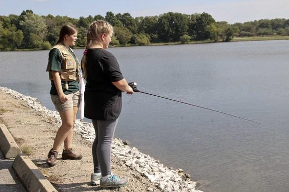 Girls fishing.