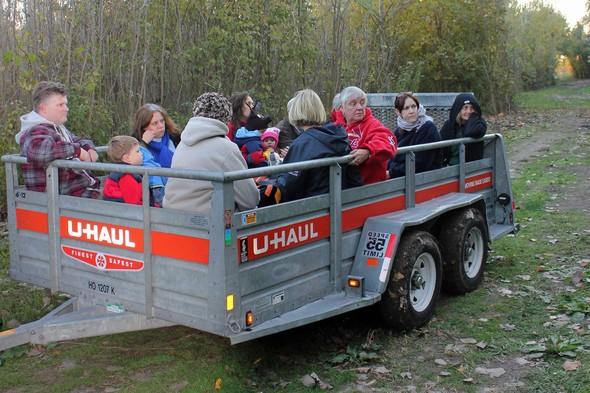 Participants take a fall hayride through Busch Conservation Area.