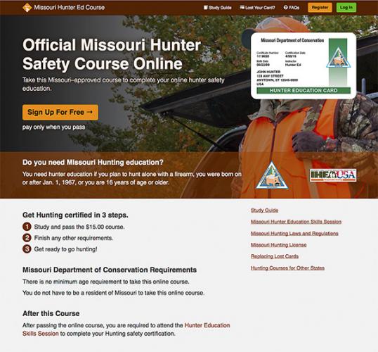 The new all-online Hunter Education screen.