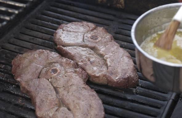 deer steaks on grill