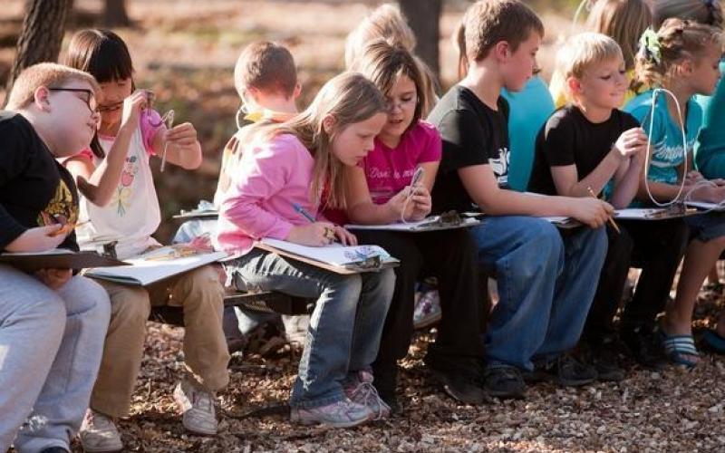 Kids learning at nature.