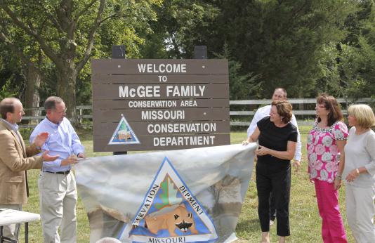 sign unveiling for McGee Family Conservation Area 
