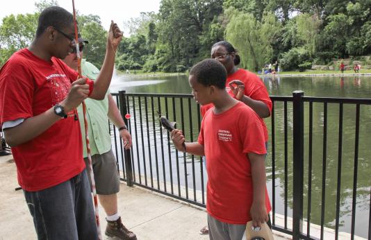 Youth at Kids Fishing Derby at Spring Valley Park 