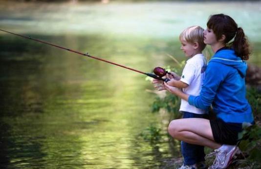 Kid Fishing with Woman