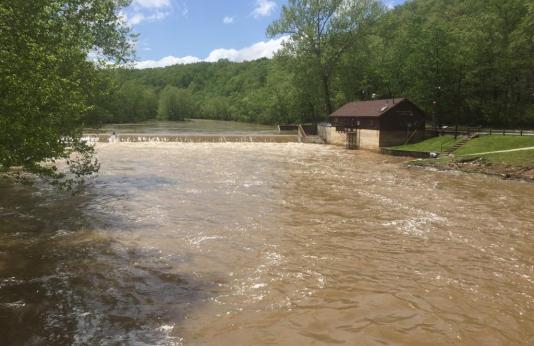 High water at Bennett Spring State Park.