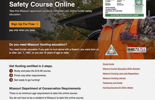 The new all-online Hunter Education screen.