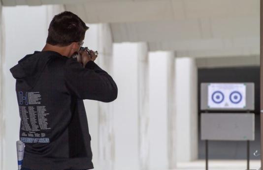 Man Target Shooting at Busch Shooting Range